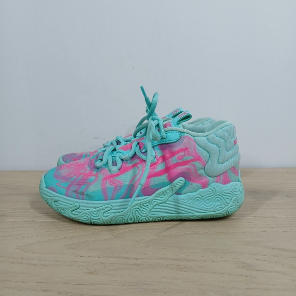 Puma MB.02 x LaMelo Ball Kids Teal Pink Basketball Sneakers 1358 - Picture 1 of 10